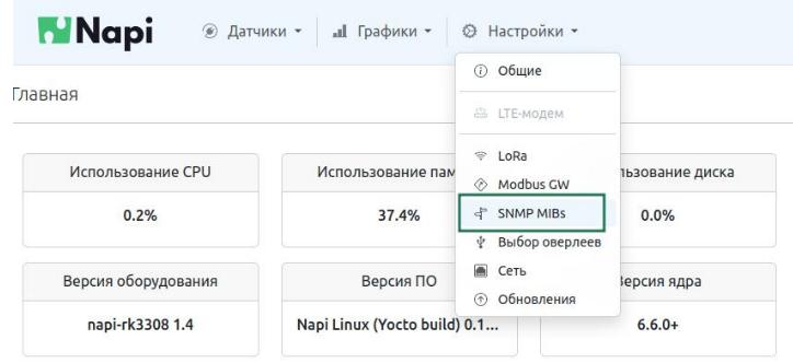 Меню управлен ия SNMP MIB-файлами